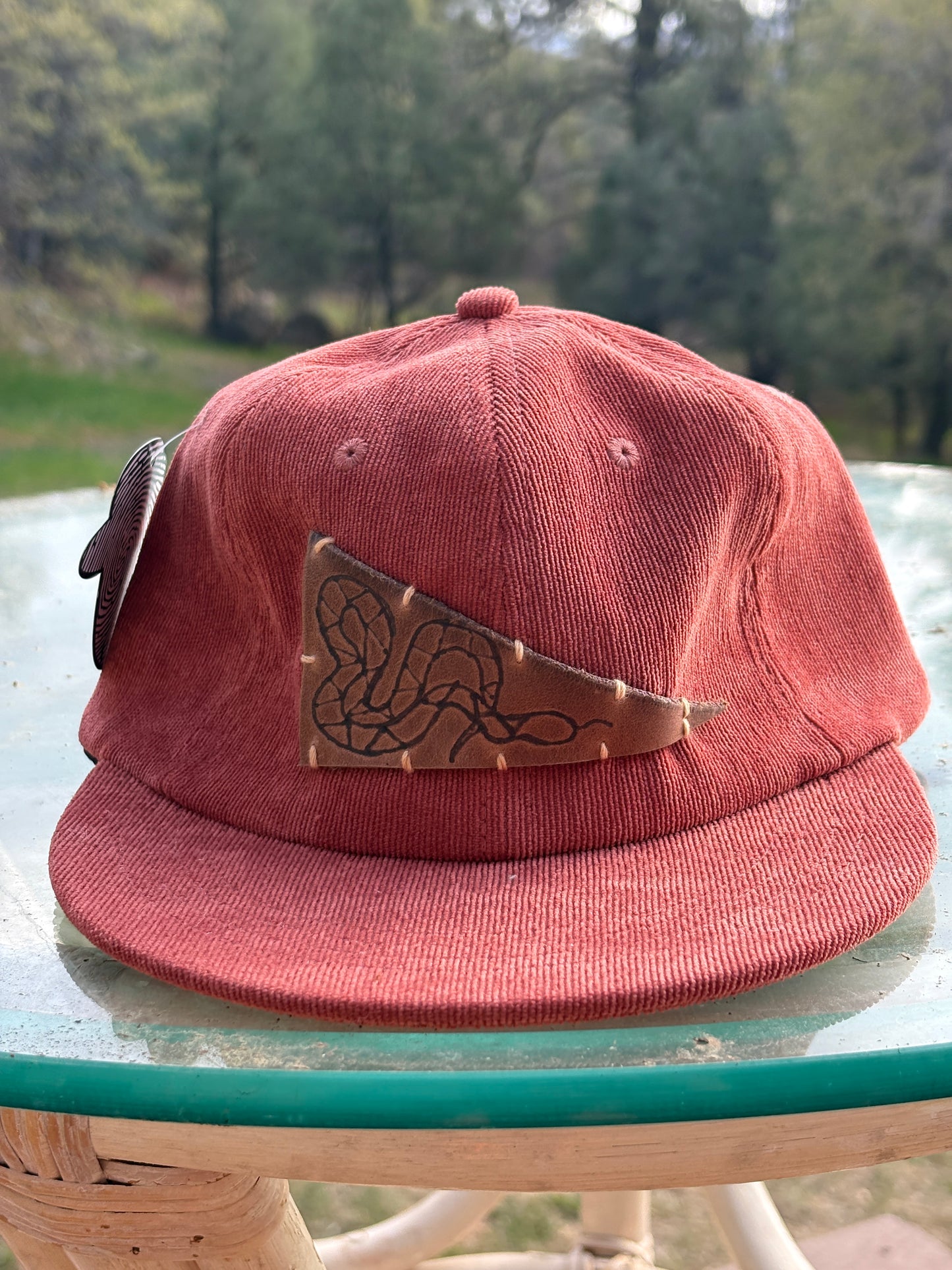 Snake Leather Patch Corduroy Hat