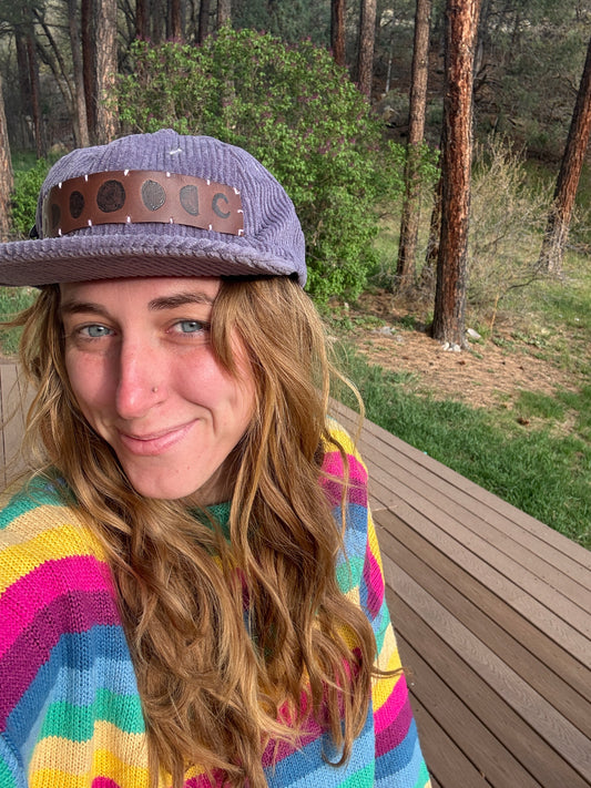 Dragonfly Leather Patch Purple Corduroy Hat