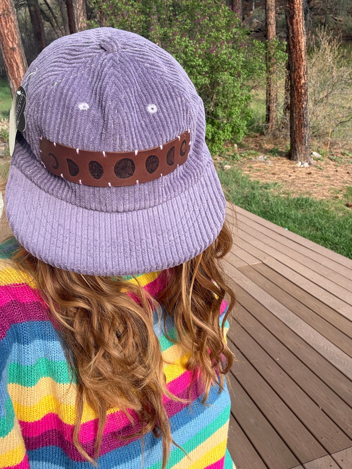 Dragonfly Leather Patch Purple Corduroy Hat