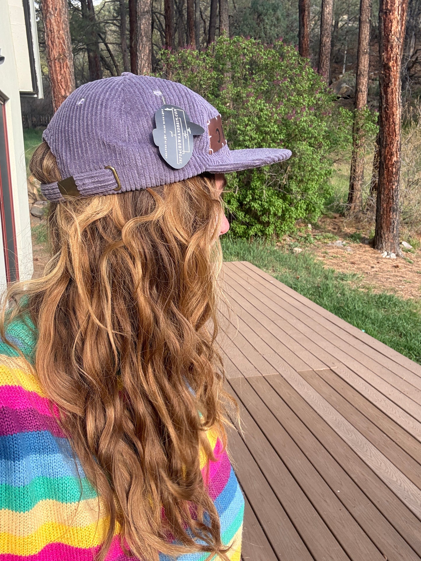 Dragonfly Leather Patch Purple Corduroy Hat