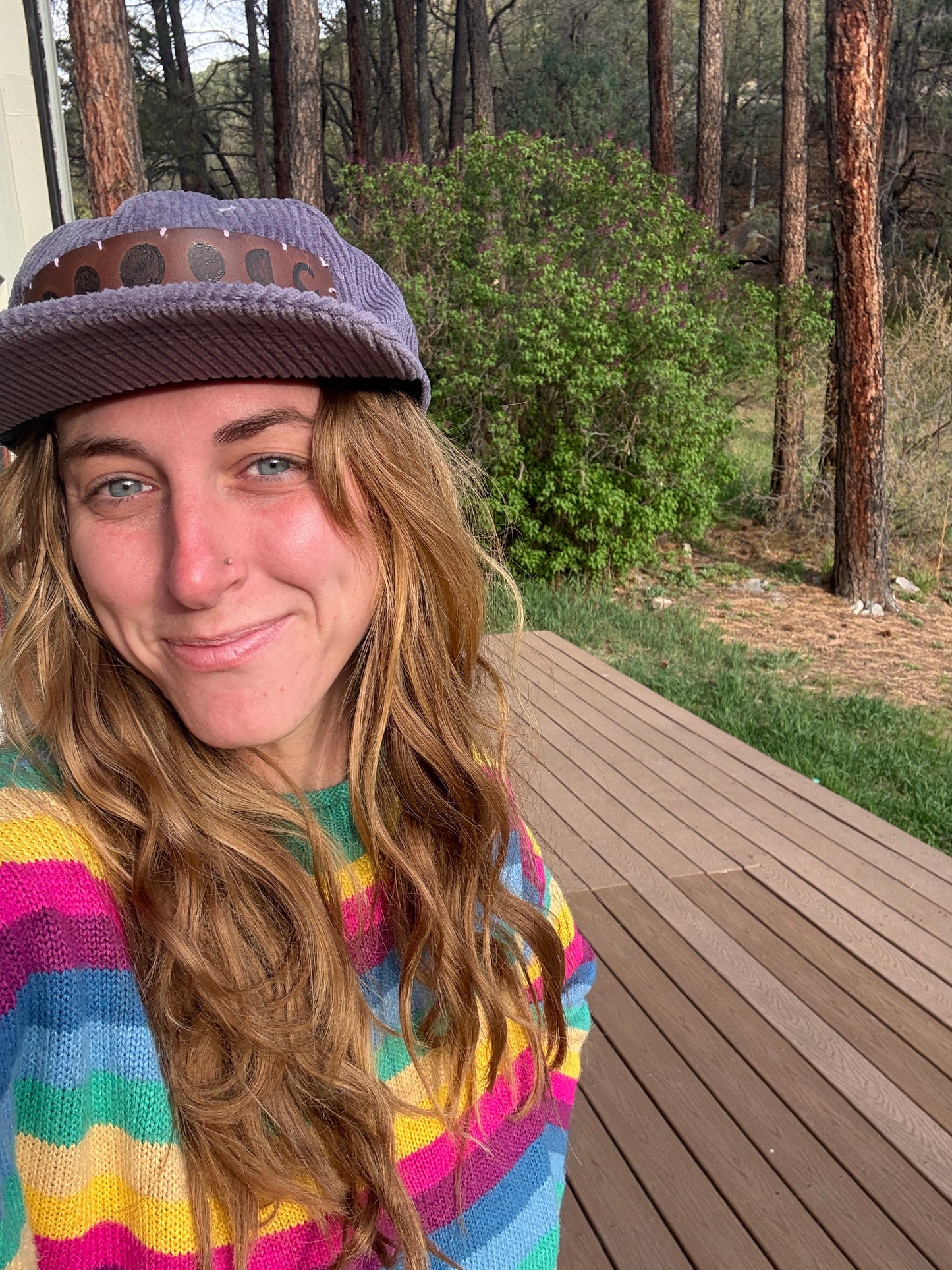 Dragonfly Leather Patch Purple Corduroy Hat