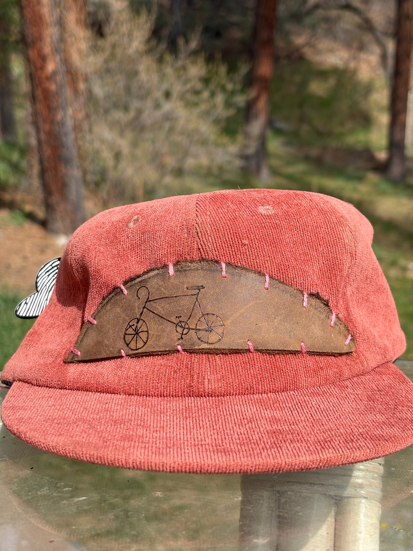 Bike Leather Patch Corduroy Hat