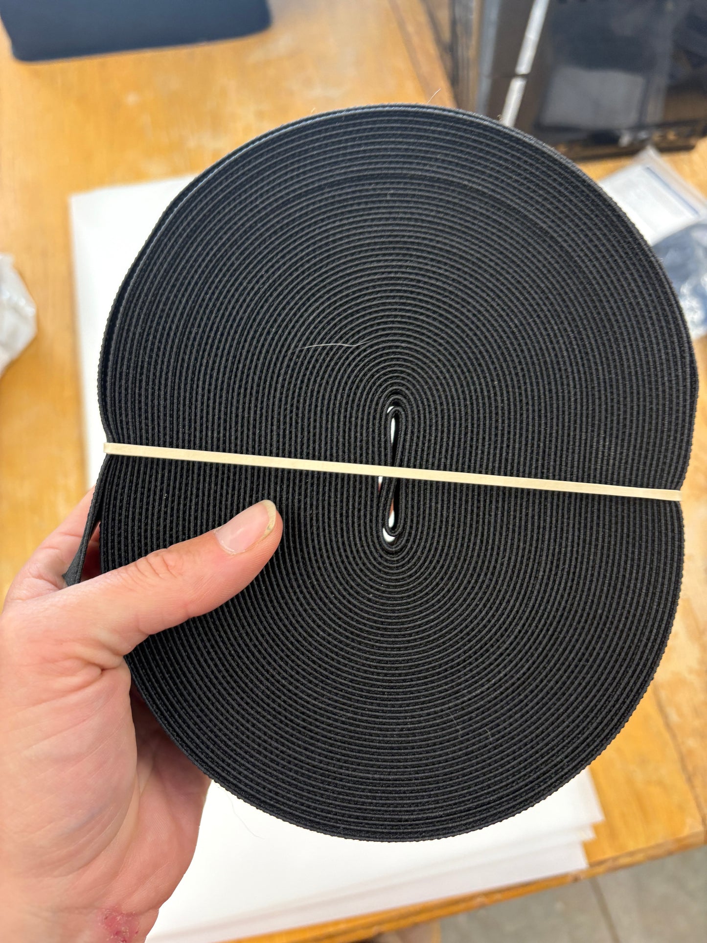 1 inch black woven elastic (unused roll)