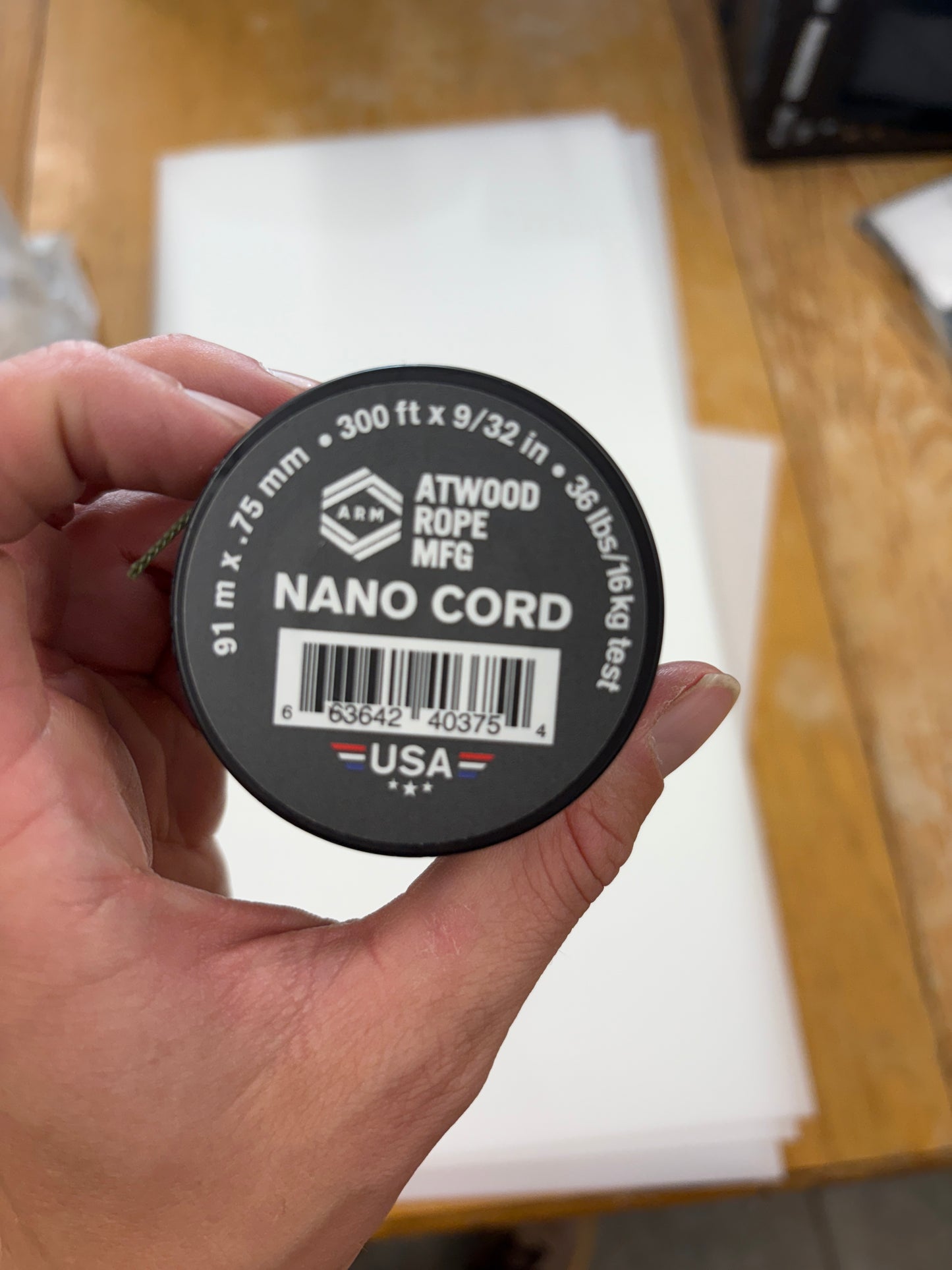 Olive drab nano cord 300 ft spoll