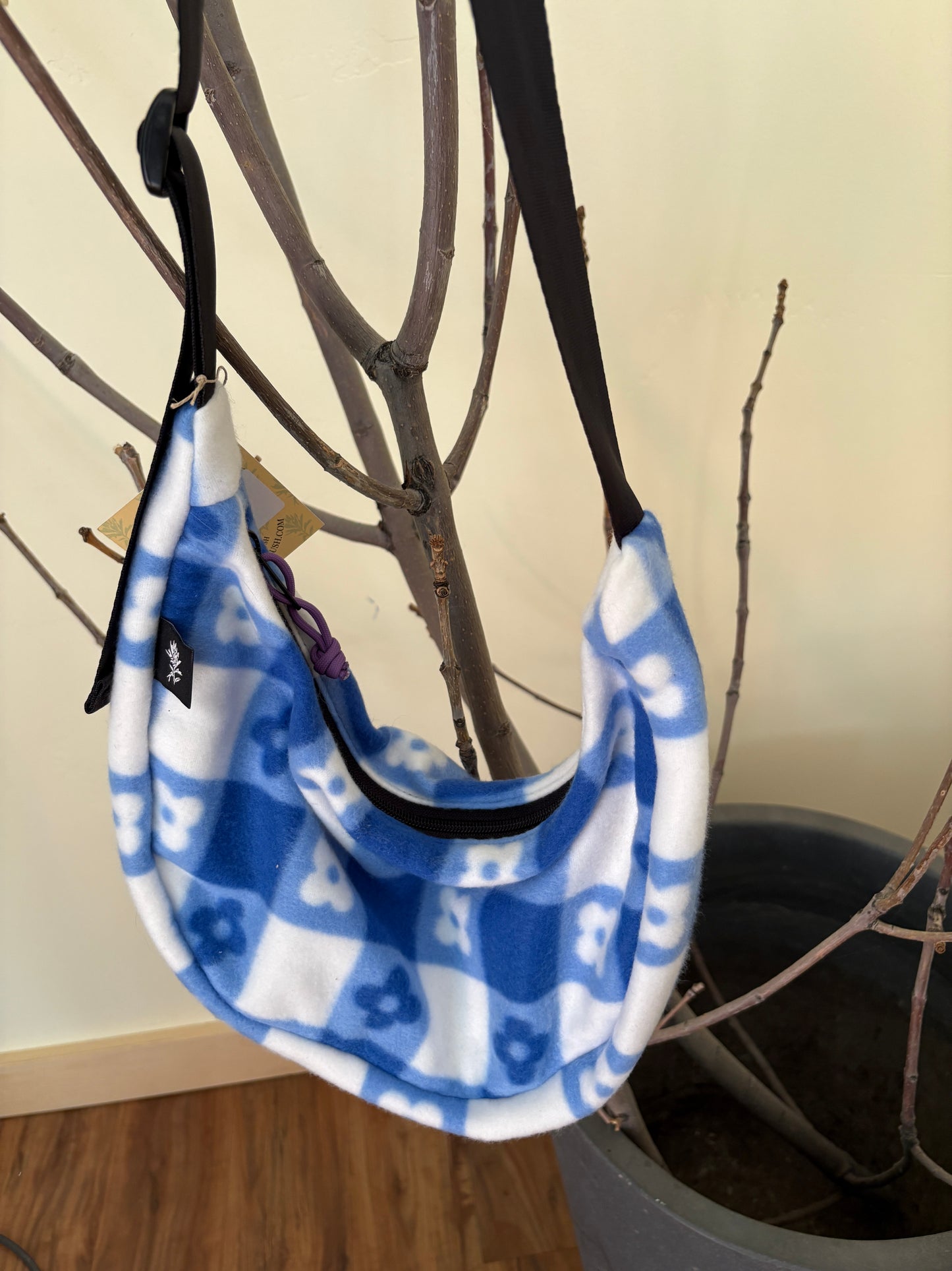 Floral Checkboard Doughboi Crescent Bag