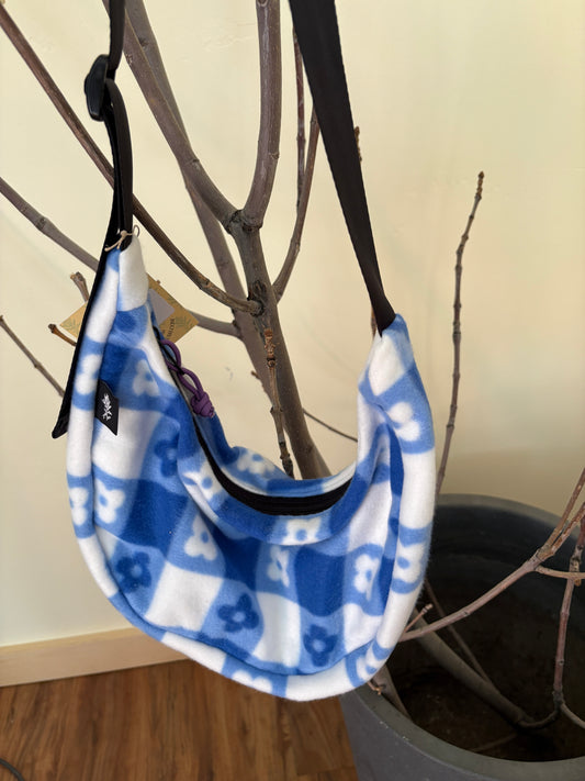 Floral Checkboard Doughboi Crescent Bag